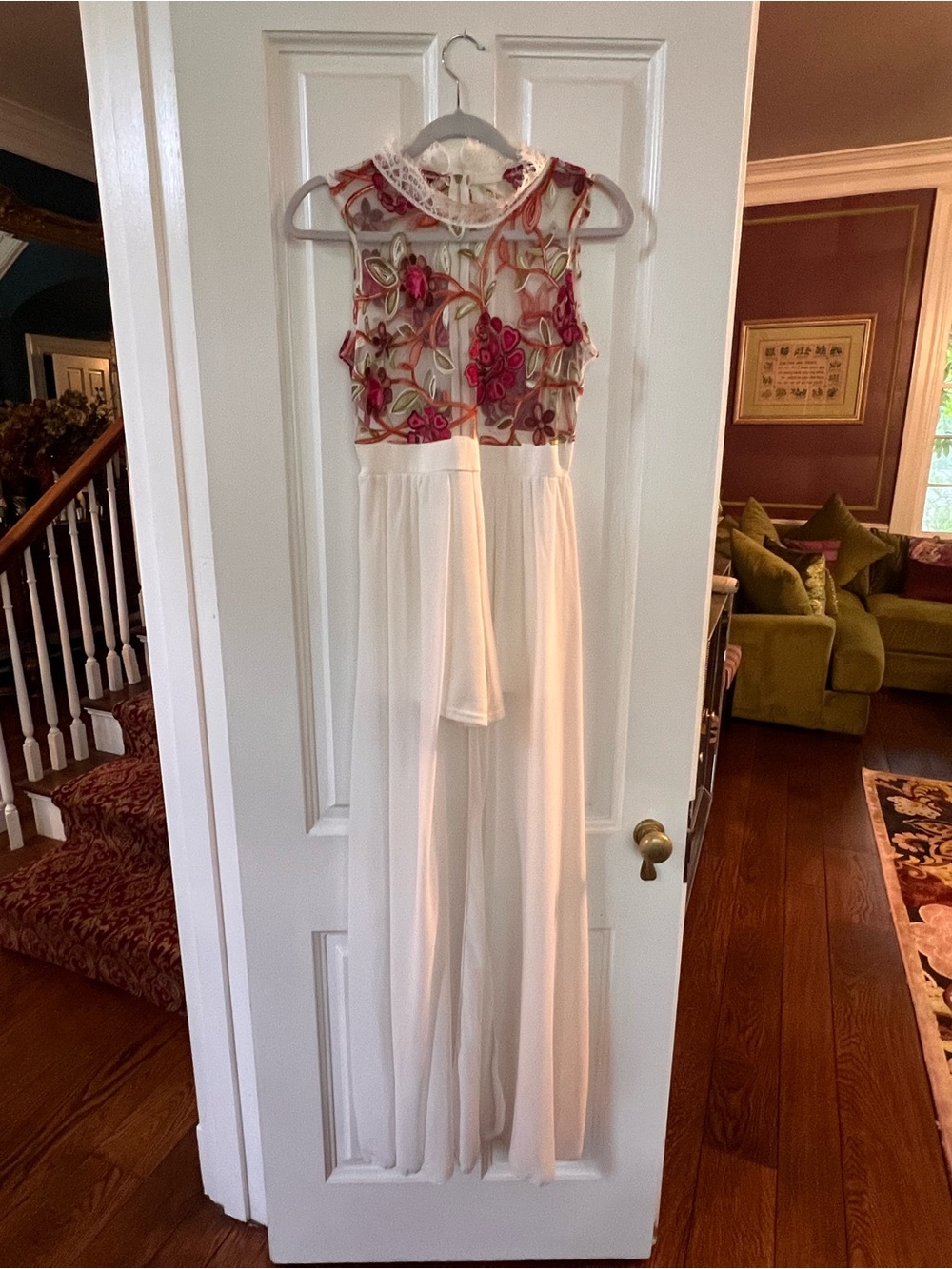 Sleeveless formal romper embroidered sheer small cocktail women’s high neck r450
